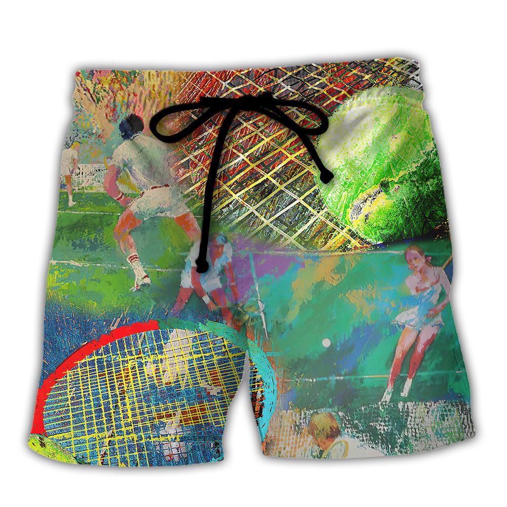 Tennis Colorful Art Style –  Hawaiian Beach Shorts