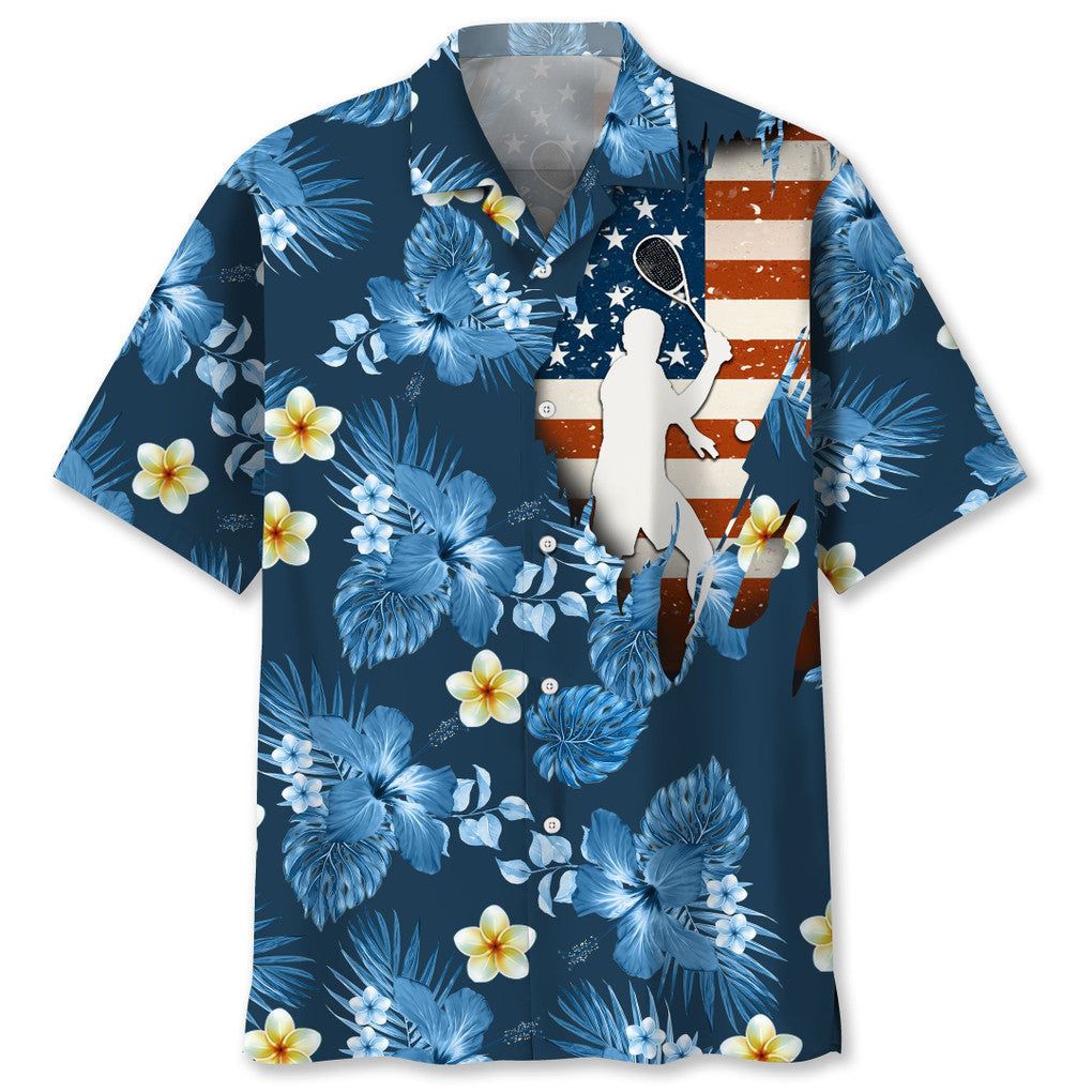 Tennis Usa Blue Tropical Trendy Hawaiian Shirt
