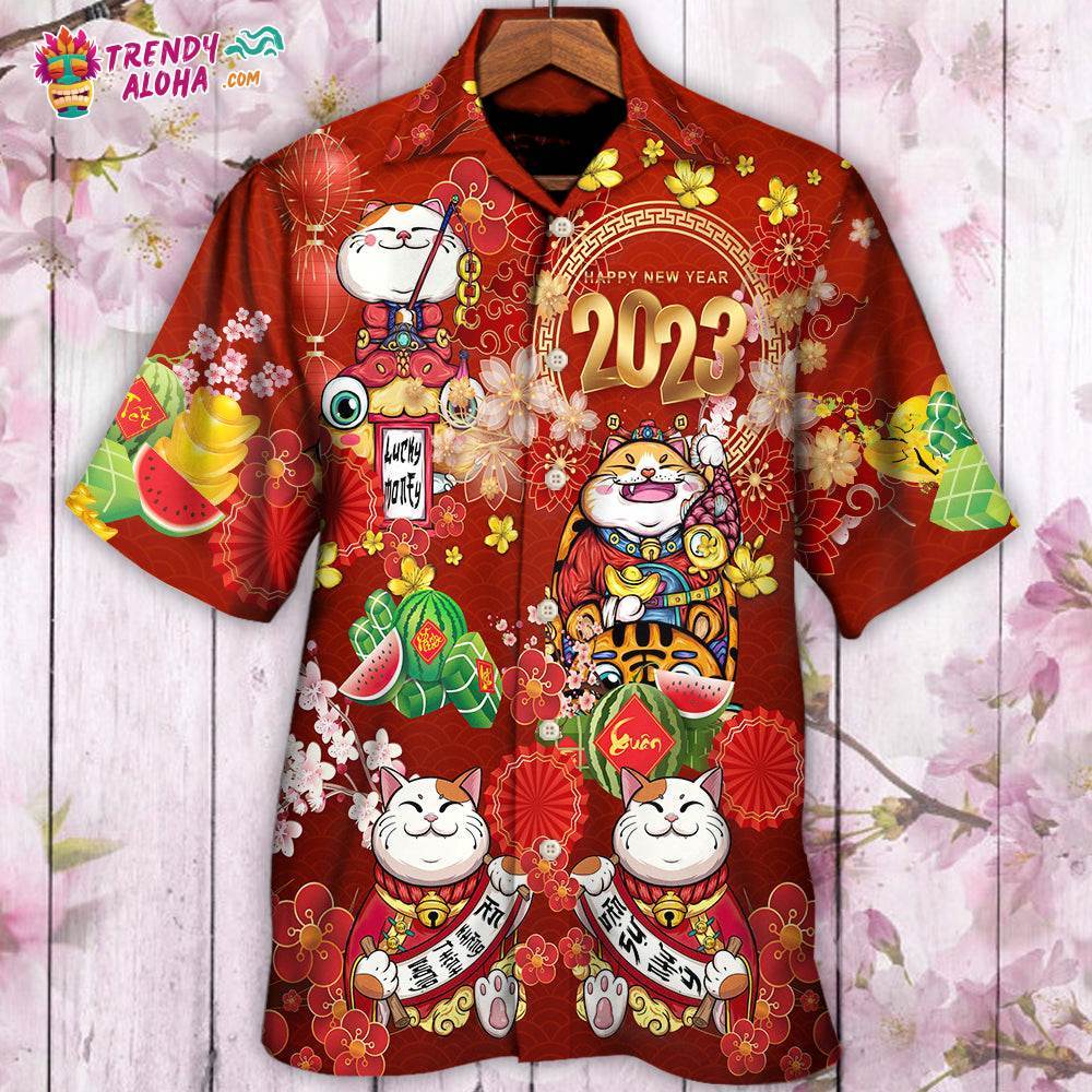 Tet Holiday Cat Happy New Year 2023 Hawaiian Shirt – Trendy Aloha
