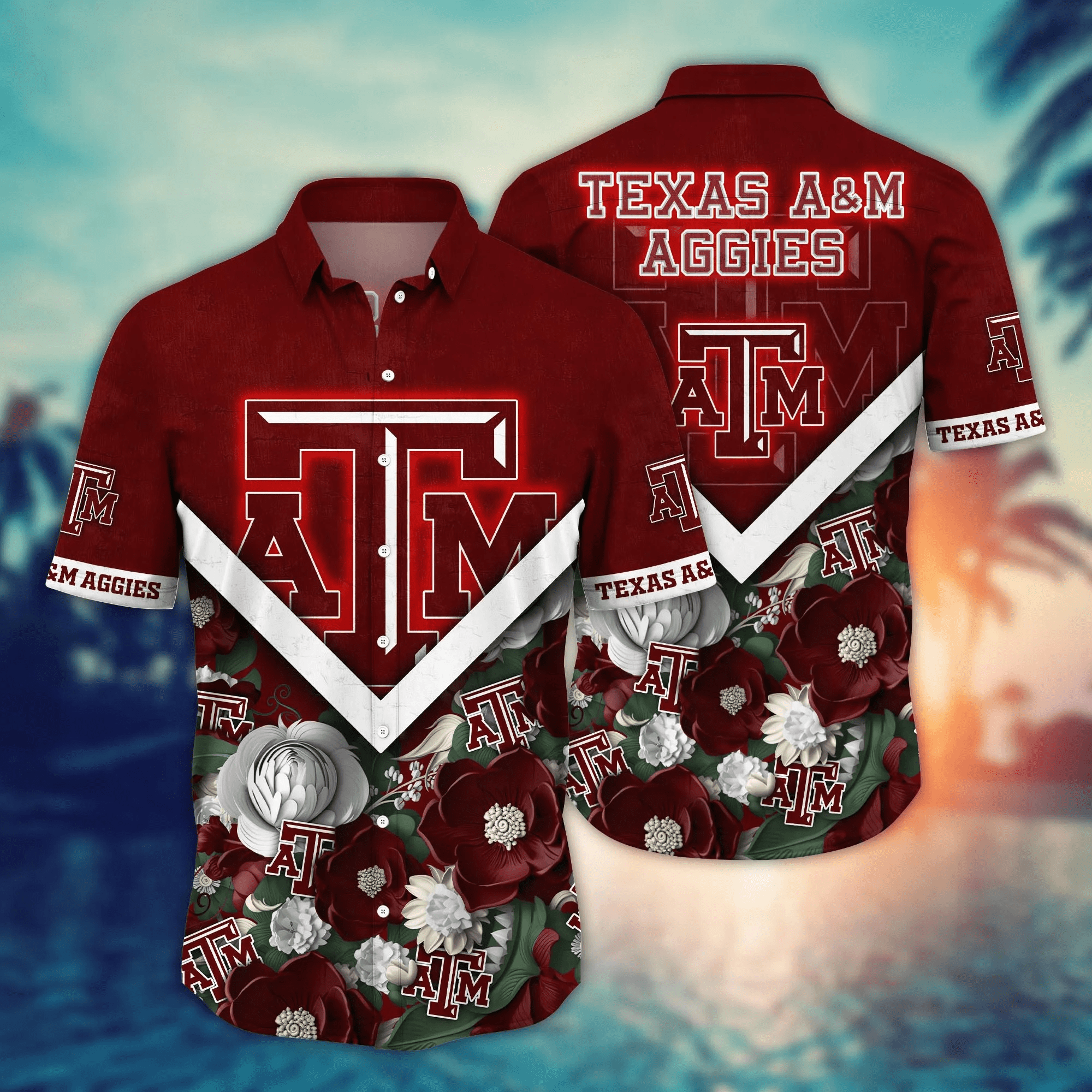 Texas A&Amp;M Aggies NCAA Hawaiian Shirt Custom Sun Rays Aloha Shirt Texas A&Amp;M Aggies NCAA Hawaiian Shirt Custom Sun Rays Aloha Shirt