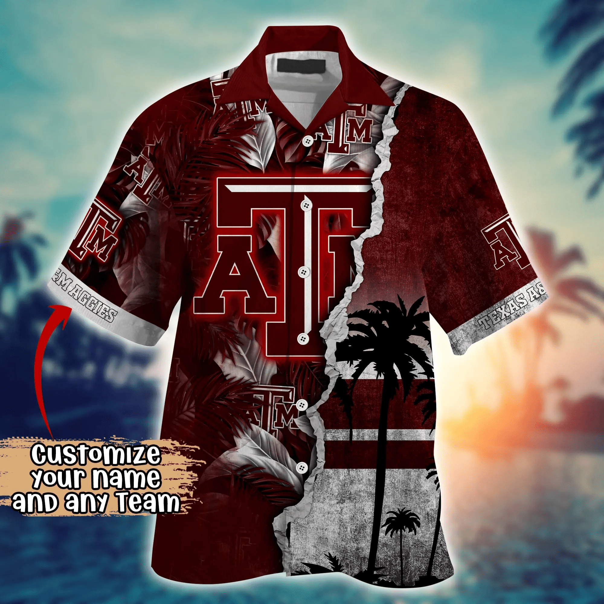 Texas A&Amp;M Aggies NCAA Hawaiian Shirt Custom Tan Lines Aloha Shirt