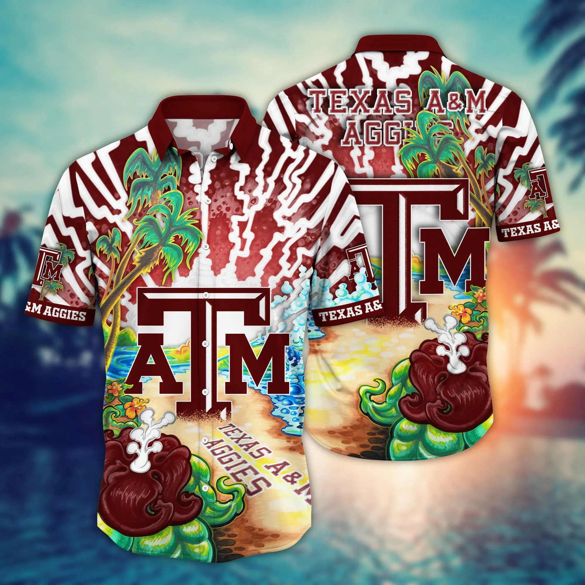 Texas A&Amp;M Aggies NCAA Hawaiian Shirt Mid-Yeartime Aloha Shirt Texas A&Amp;M Aggies NCAA Hawaiian Shirt Mid-Yeartime Aloha Shirt