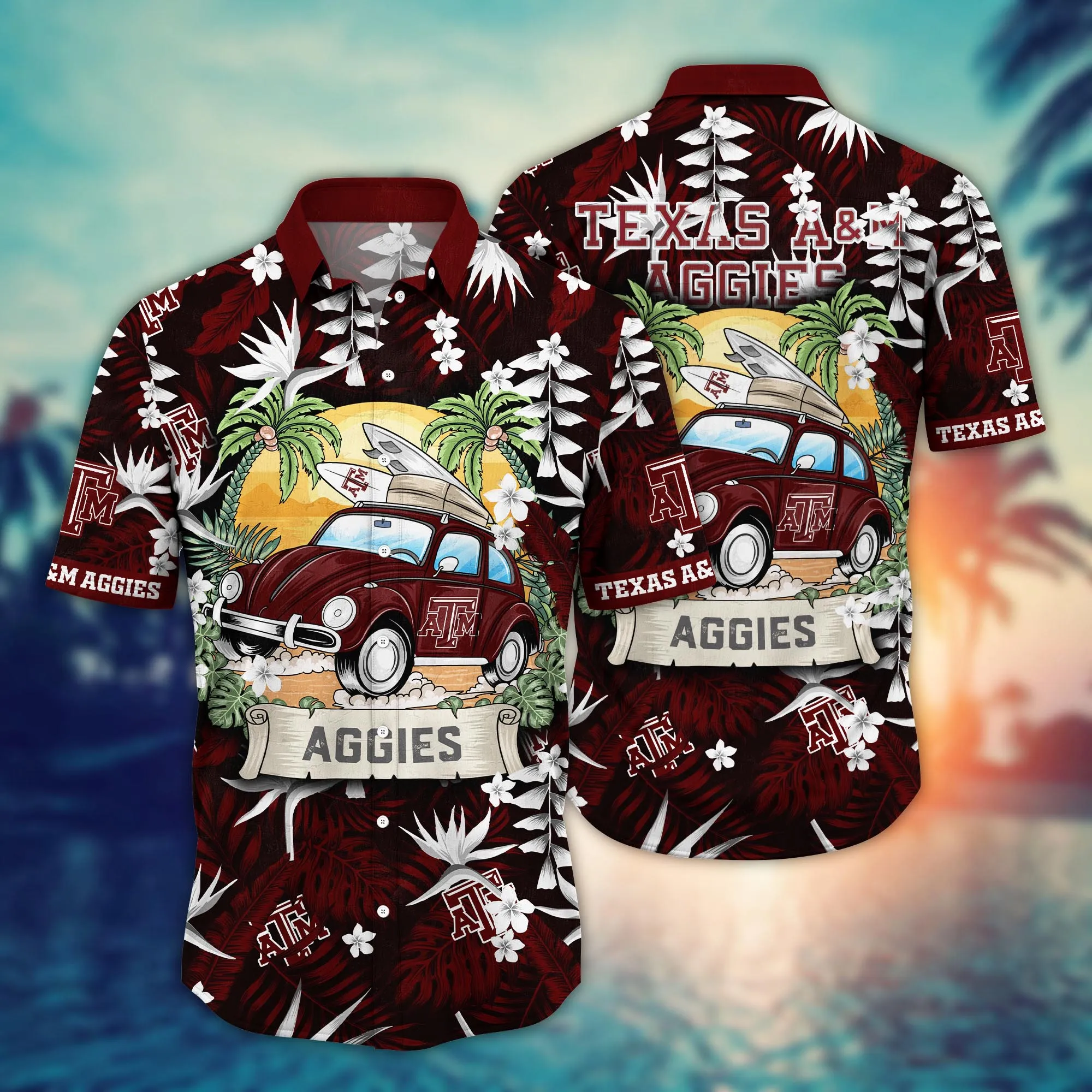 Texas A&Amp;M Aggies NCAA Hawaiian Shirt Sunsetstime Aloha Shirt