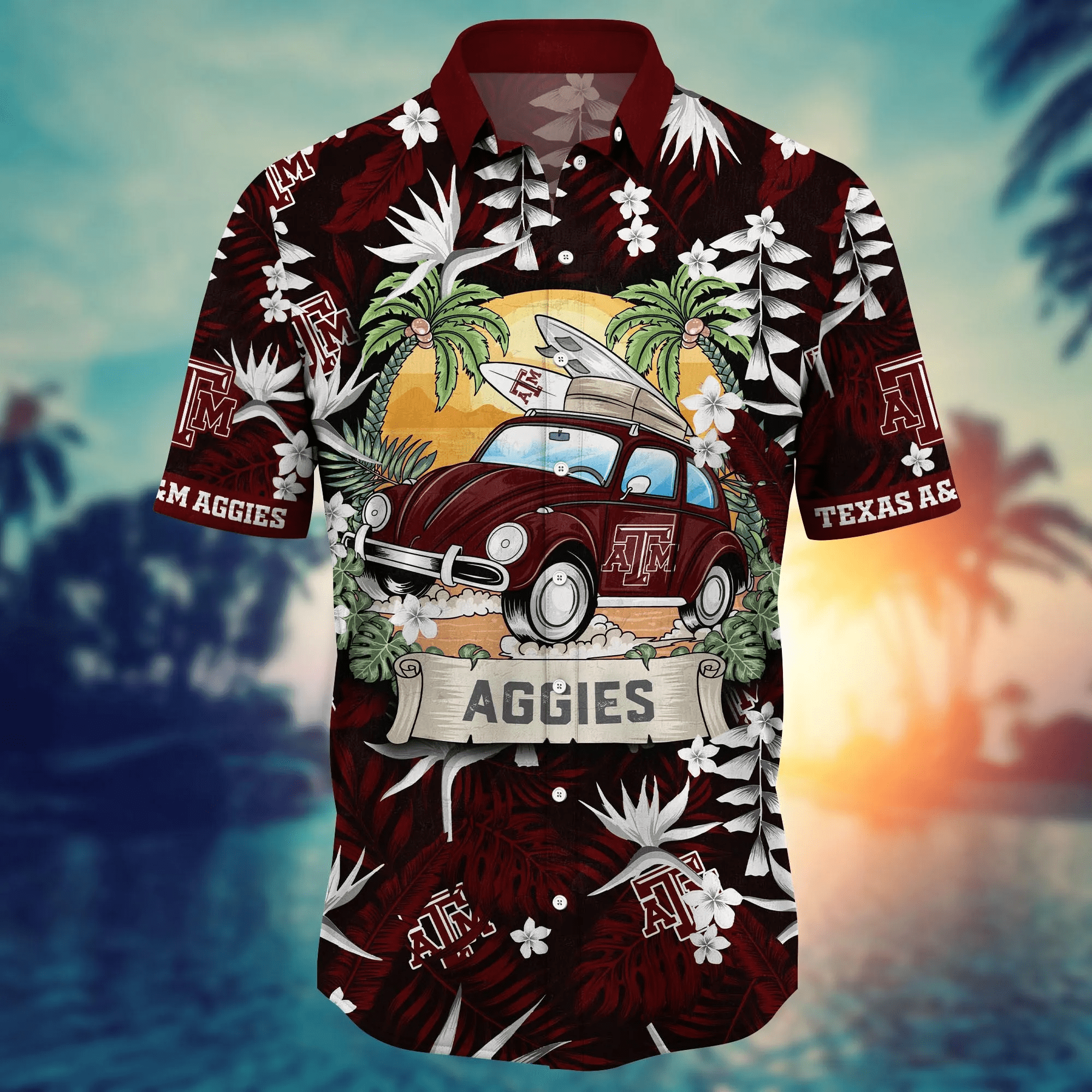 Texas A&Amp;M Aggies NCAA Hawaiian Shirt Sunsetstime Aloha Shirt