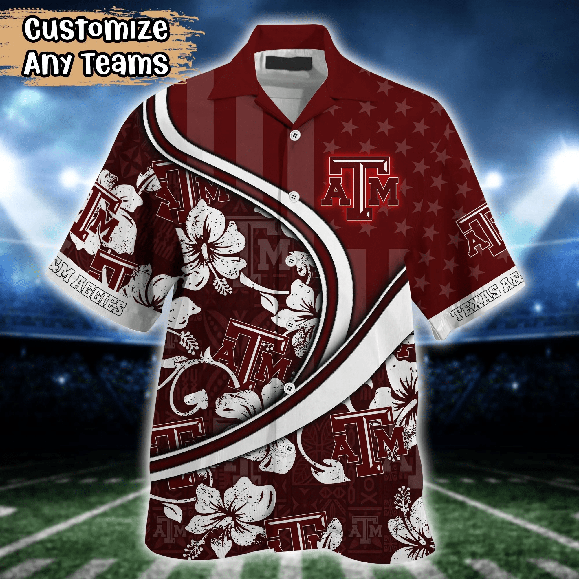 Texas A&Amp;M Aggies NCAA Us Flag Hawaiian Shirt Custom Summer Aloha Shirt