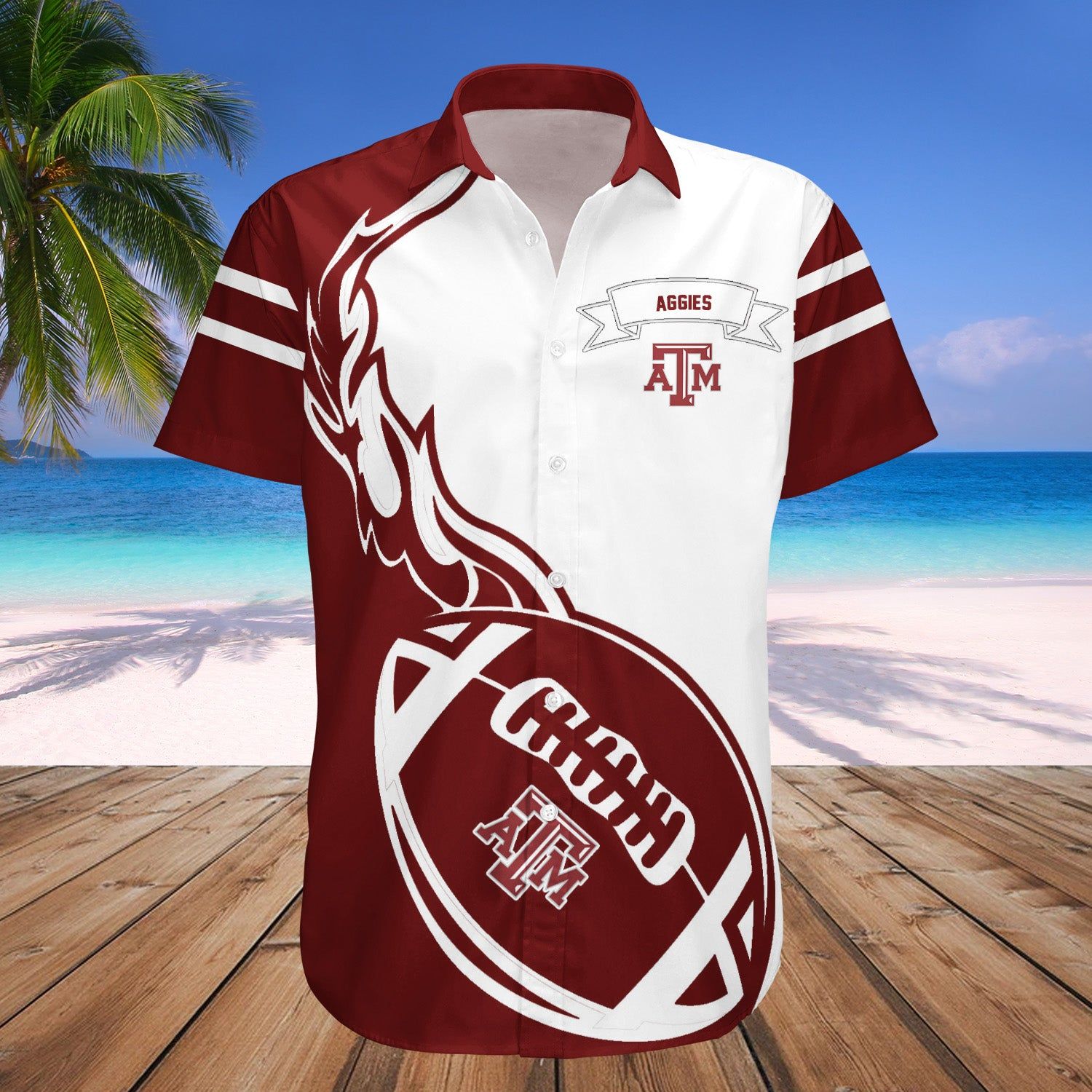 Texas A&M Aggies Hawaii Shirt Flame Ball – NCAA