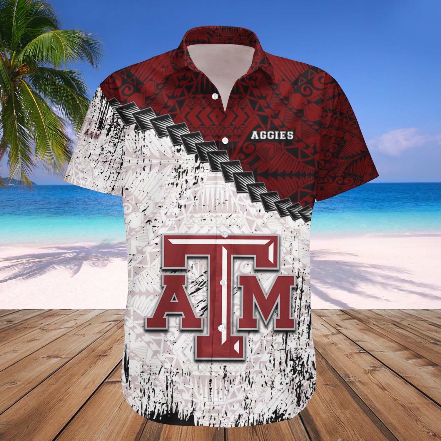 Texas A&M Aggies Hawaii Shirt Grunge Polynesian Tattoo – NCAA