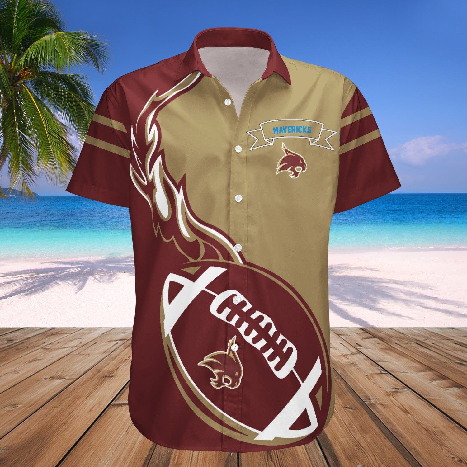 Texas-Arlington Mavericks Hawaii Shirt Flame Ball – NCAA