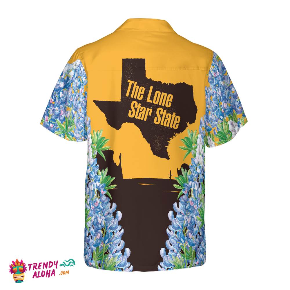 Texas Bluebonnets Rodeo Hawaiian Shirt, Casual Short Sleeve Texas Shirt, Proud Texas Flag Shirt For Men