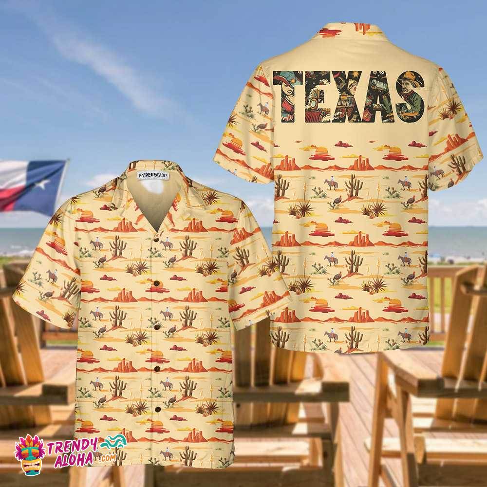 Texas Cowboy Cactus Texas Hawaiian Shirt, Vintage Texas Shirt For Texas Lovers Texas Cowboy Cactus Texas Hawaiian Shirt, Vintage Texas Shirt For Texas Lovers