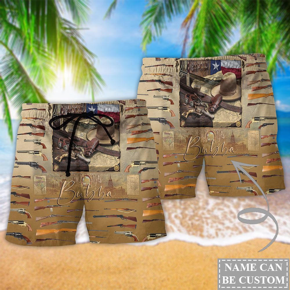 Texas Don’t Mess With Texas Personalized Trendy Aloha Hawaiian Beach Shorts