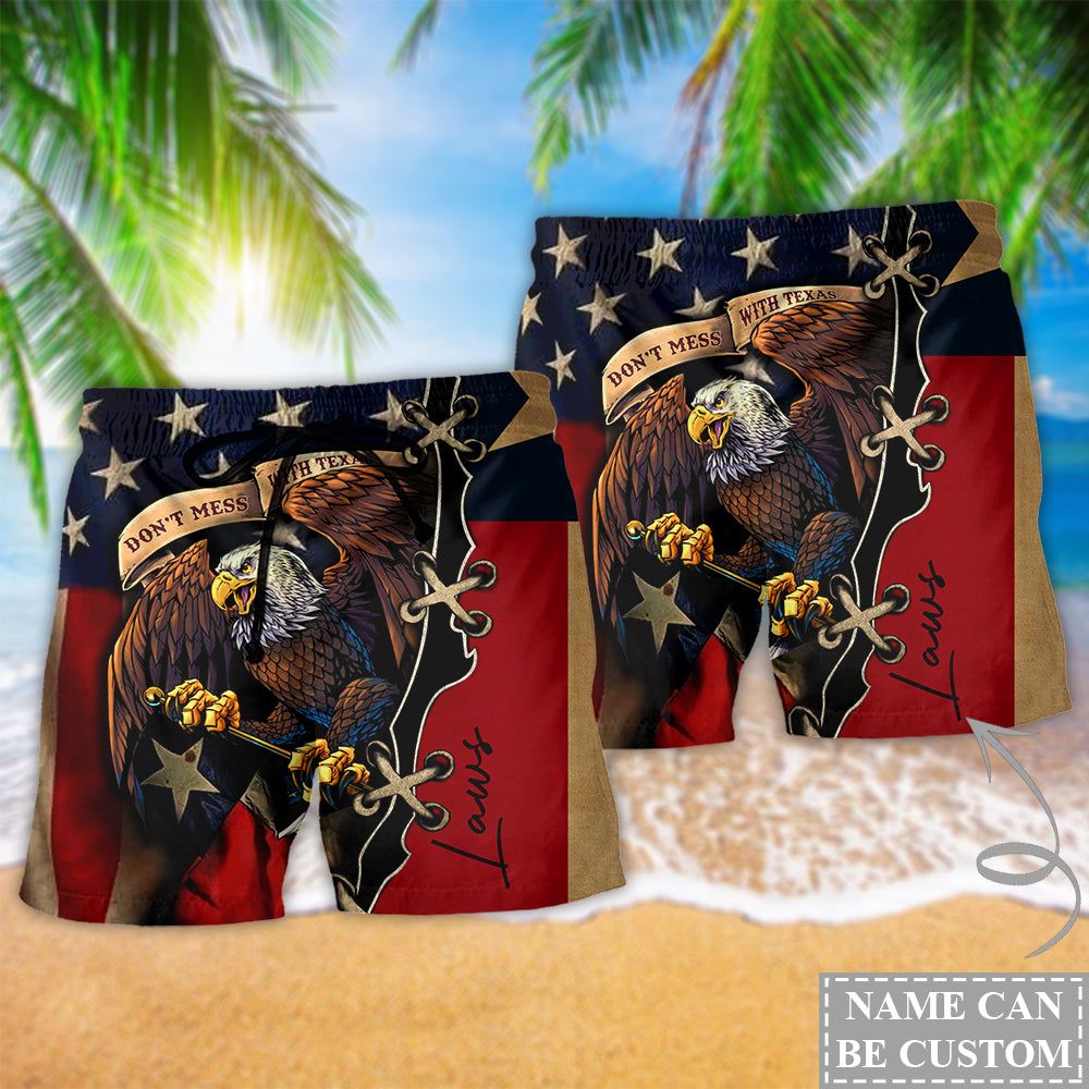 Texas Eagle Peace Life Style Personalized Trendy Aloha Hawaiian Beach Shorts
