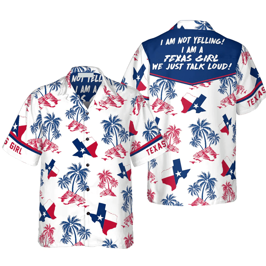 Texas Flag And Palm Tree Pattern Texas Girl Shirt, Patriotic Texas Trendy Hawaiian Shirt For Men And Women, Proud Texas Shirt