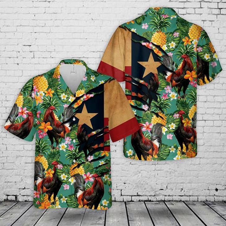 Texas Inspired Rooster Hawaiian Shirt for Chicken Lovers