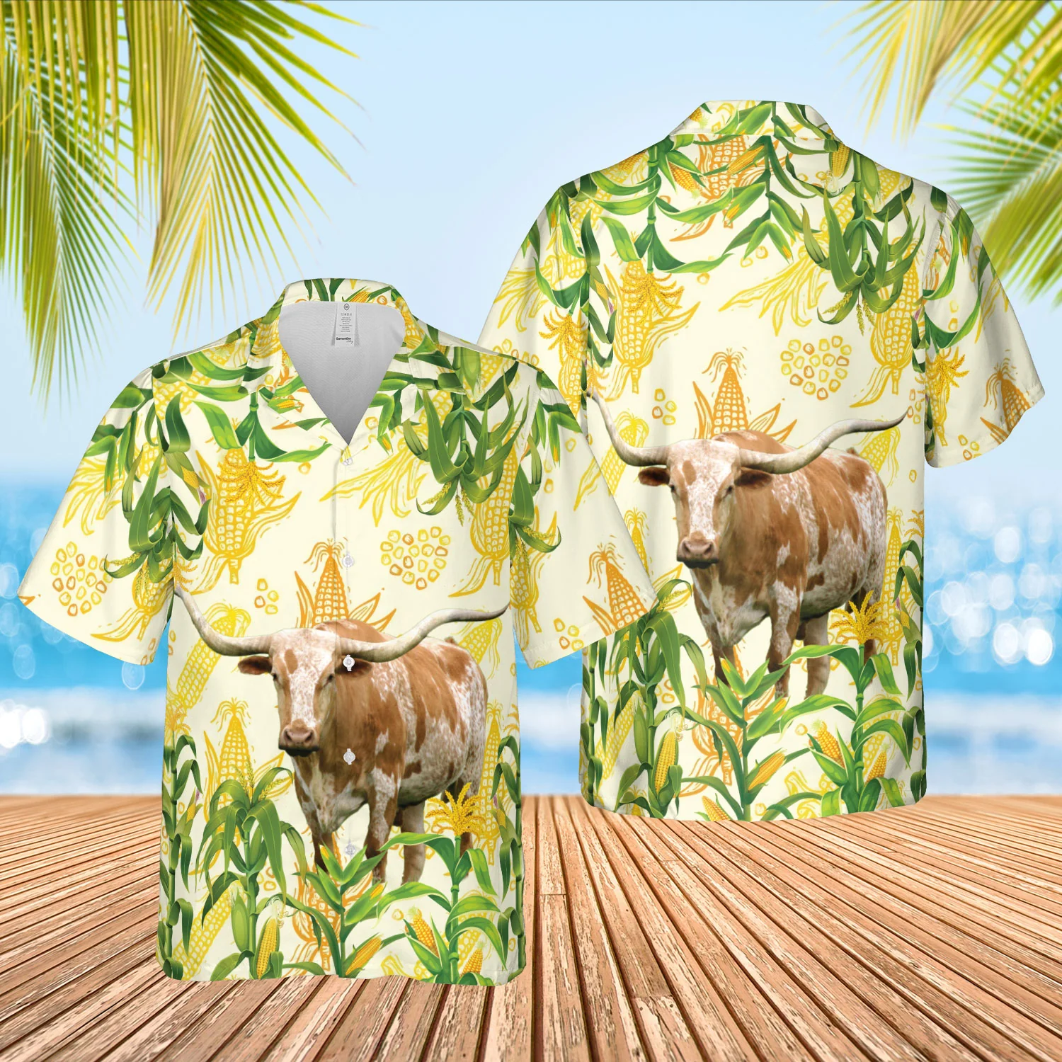 Texas Longhorn 3D Hawaiian Shirt Capturing Corn Farm Essence