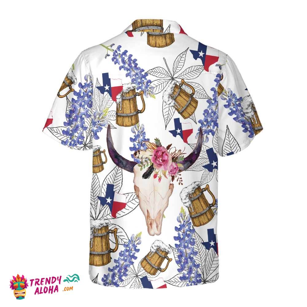 Texas Longhorn Bluebonnet Art Hawaiian Shirt, Unique Texas Shirt, Gift For Texas Lovers
