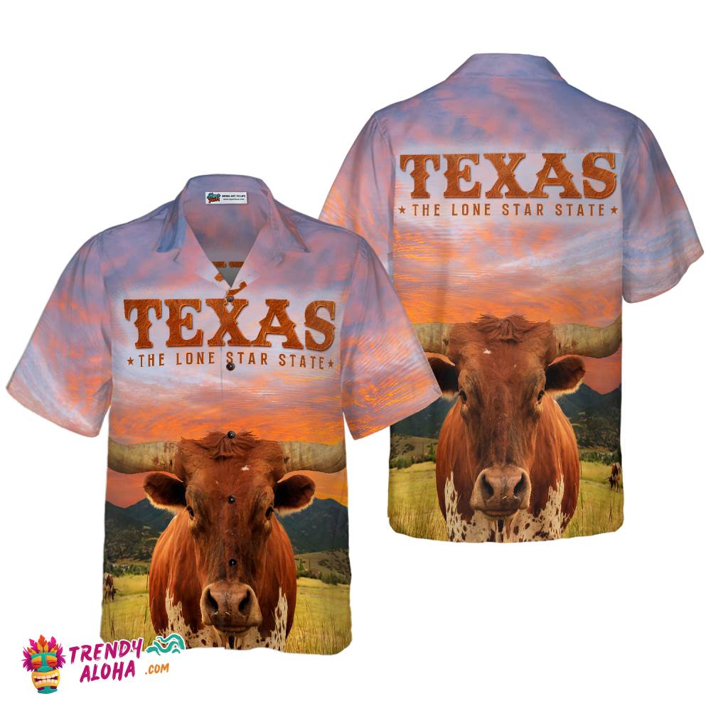 Texas Longhorn Bull Hawaiian Shirt, Unique Texas Shirt For Texas Lovers Texas Longhorn Bull Hawaiian Shirt, Unique Texas Shirt For Texas Lovers