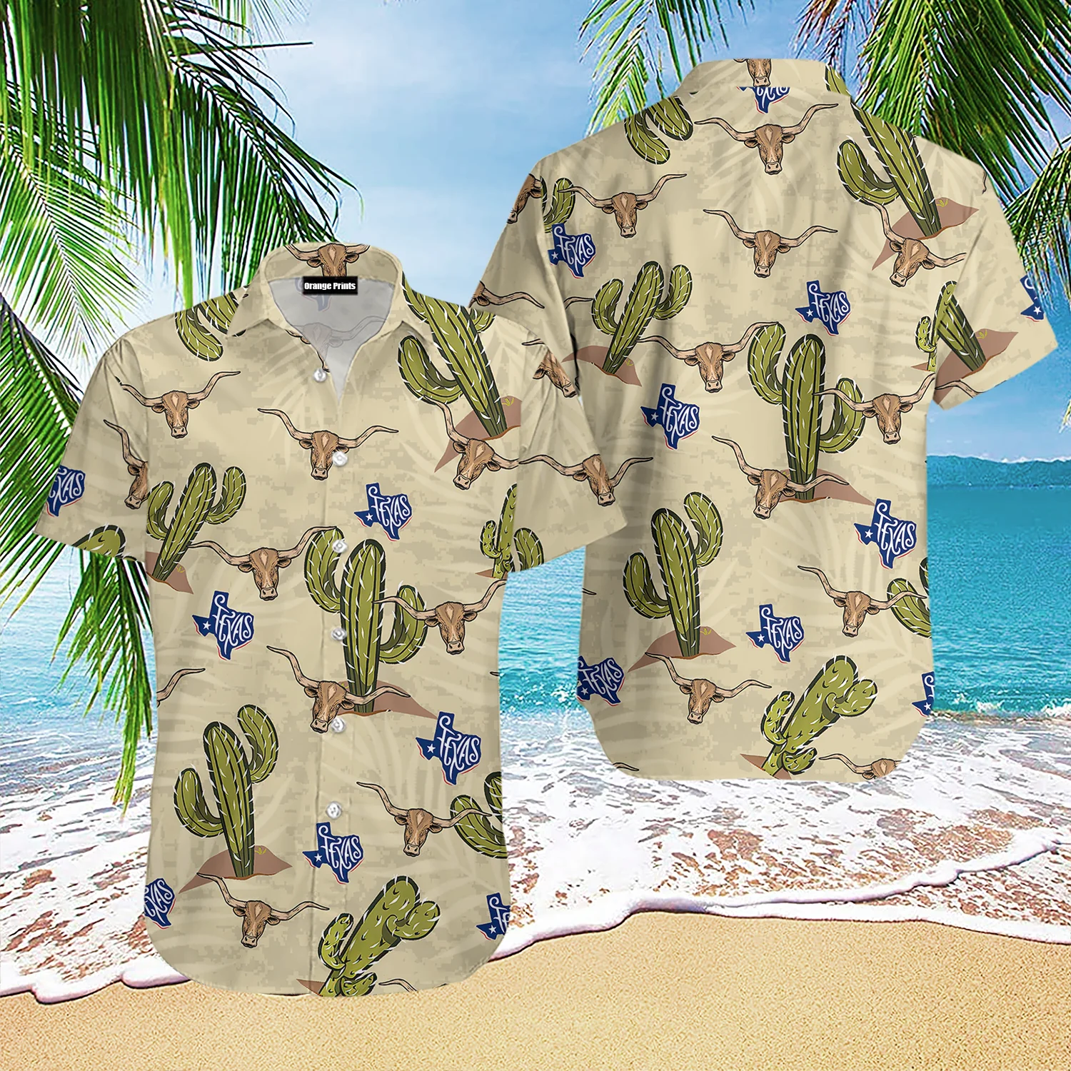 Texas Longhorn Cactus Hawaiian Shirt For