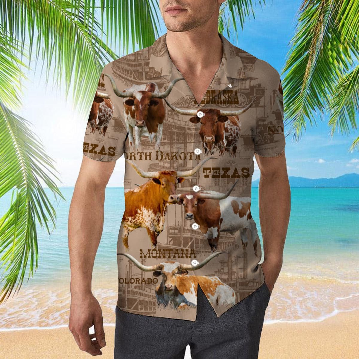 Texas Longhorn Cattle Lovers Trendy Hawaiian Shirt