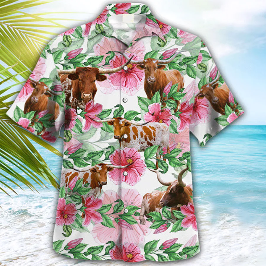 Texas Longhorn Cow Trendy Hawaiian Shirt, Farmer Trendy Hawaiian Shirts, Tropical Shirts, Gift For Him, Funny Trendy Hawaiian Shirts Texas Longhorn Cow Trendy Hawaiian Shirt, Farmer Trendy Hawaiian Shirts, Tropical Shirts, Gift For Him, Funny Trendy Hawaiian Shirts