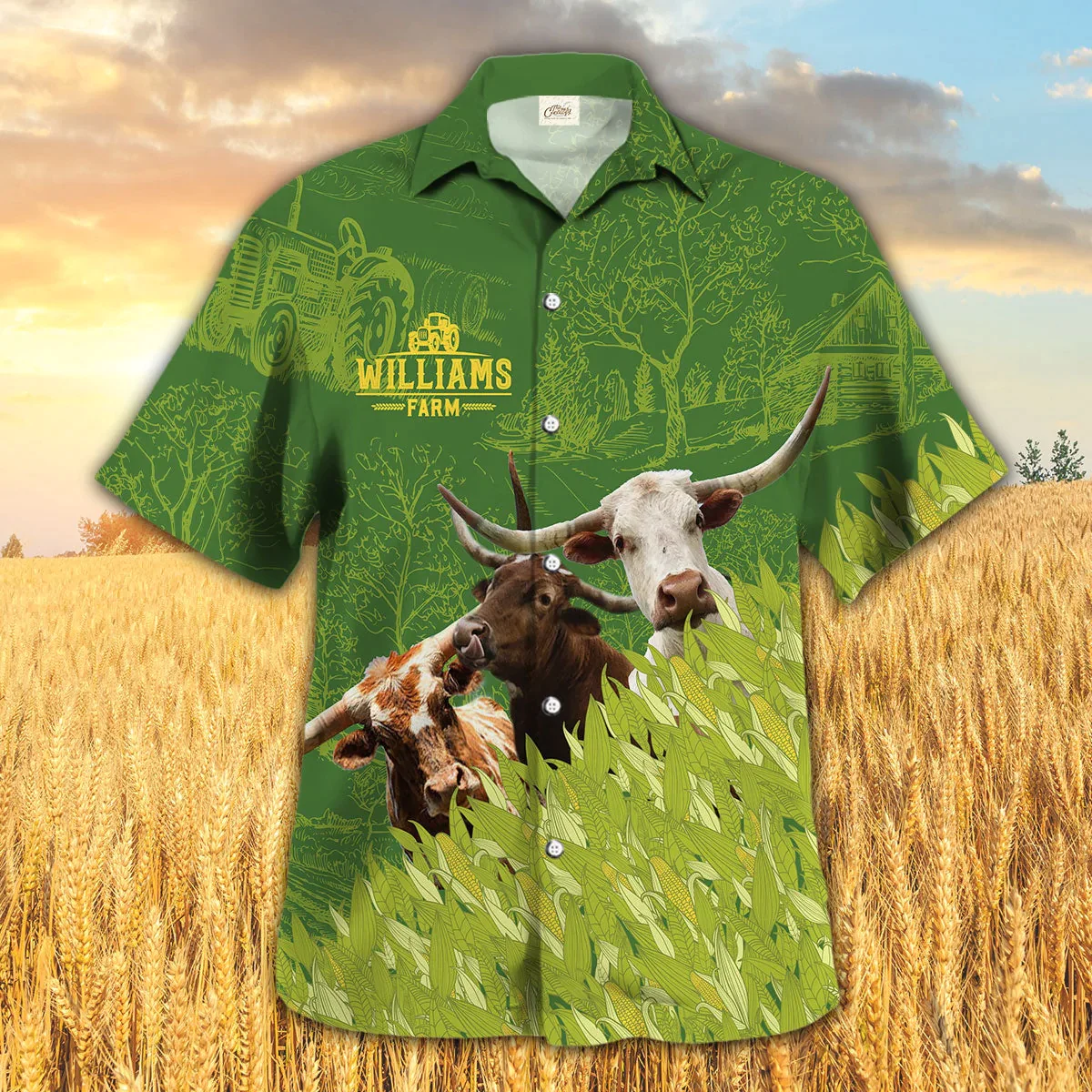 Texas Longhorn Farm Corn Pattern Trendy Hawaiian Shirt, Cow Trendy Hawaiian Shirt, Summer Trendy Hawaiian Shirt For Men And Women Texas Longhorn Farm Corn Pattern Trendy Hawaiian Shirt, Cow Trendy Hawaiian Shirt, Summer Trendy Hawaiian Shirt For Men And Women