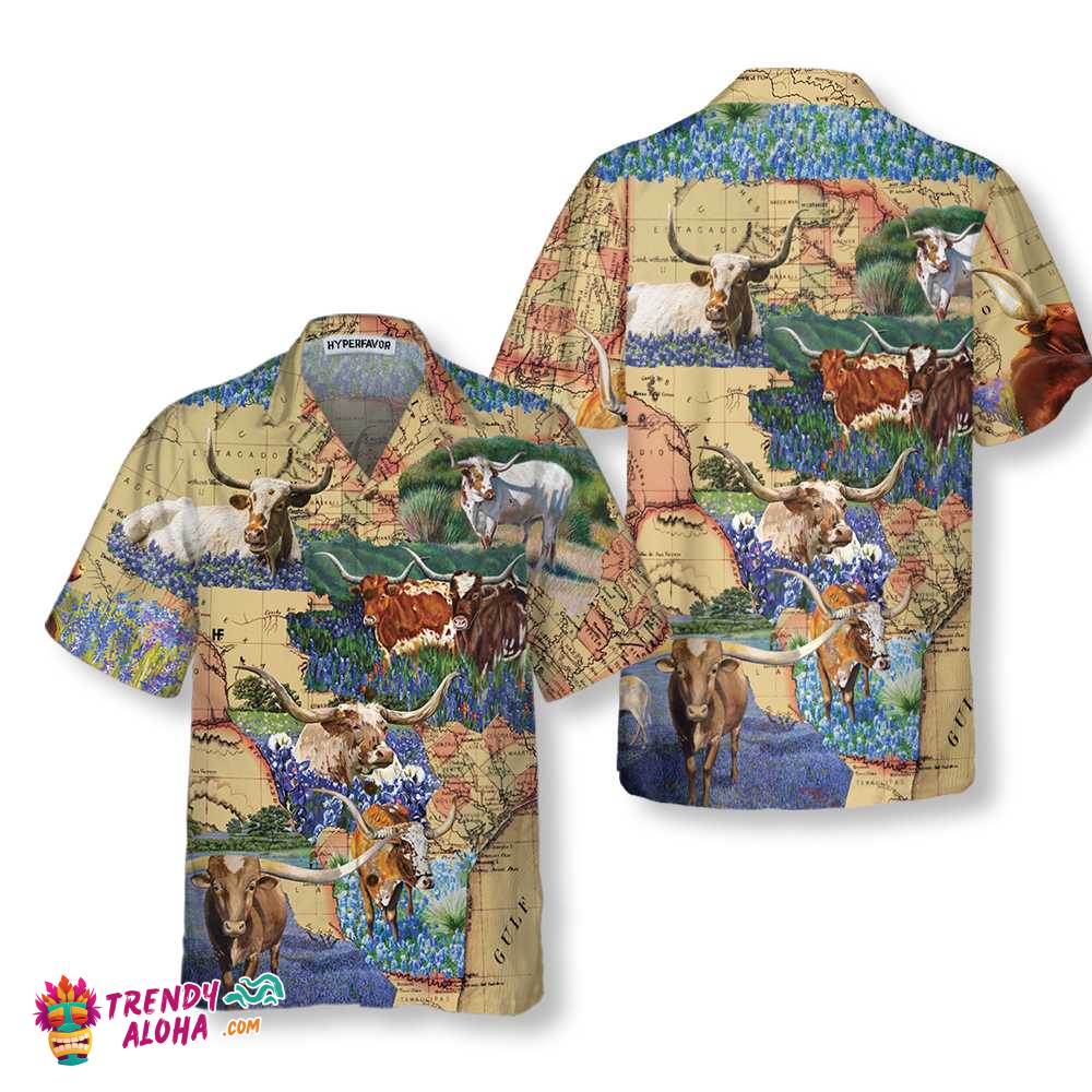 Texas Longhorn Hawaiian Shirt, Unique Texas Shirt, Gift For Texas Lovers Texas Longhorn Hawaiian Shirt, Unique Texas Shirt, Gift For Texas Lovers