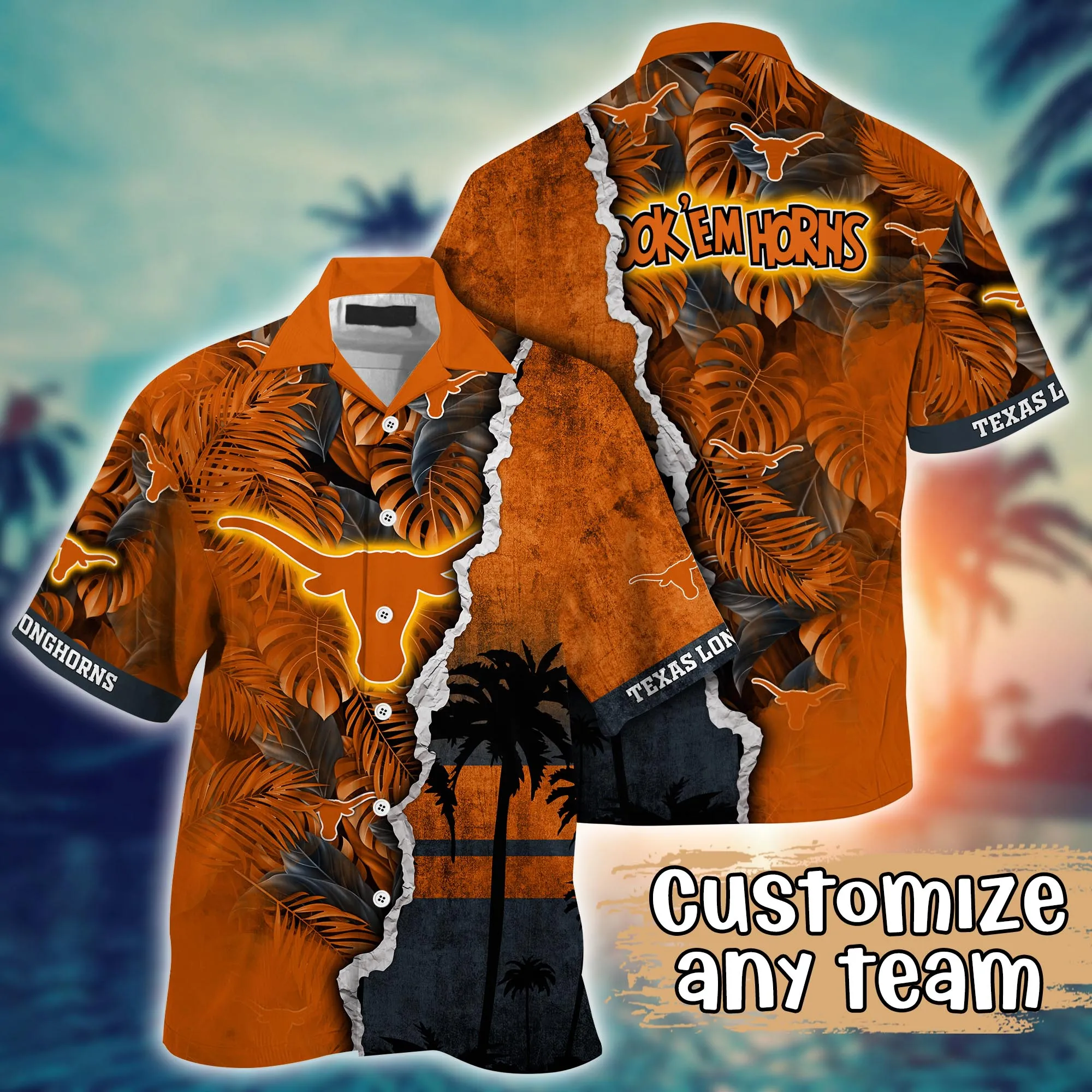 Texas Longhorns NCAA Hawaiian Shirt Custom Summer Camps Aloha Shirt
