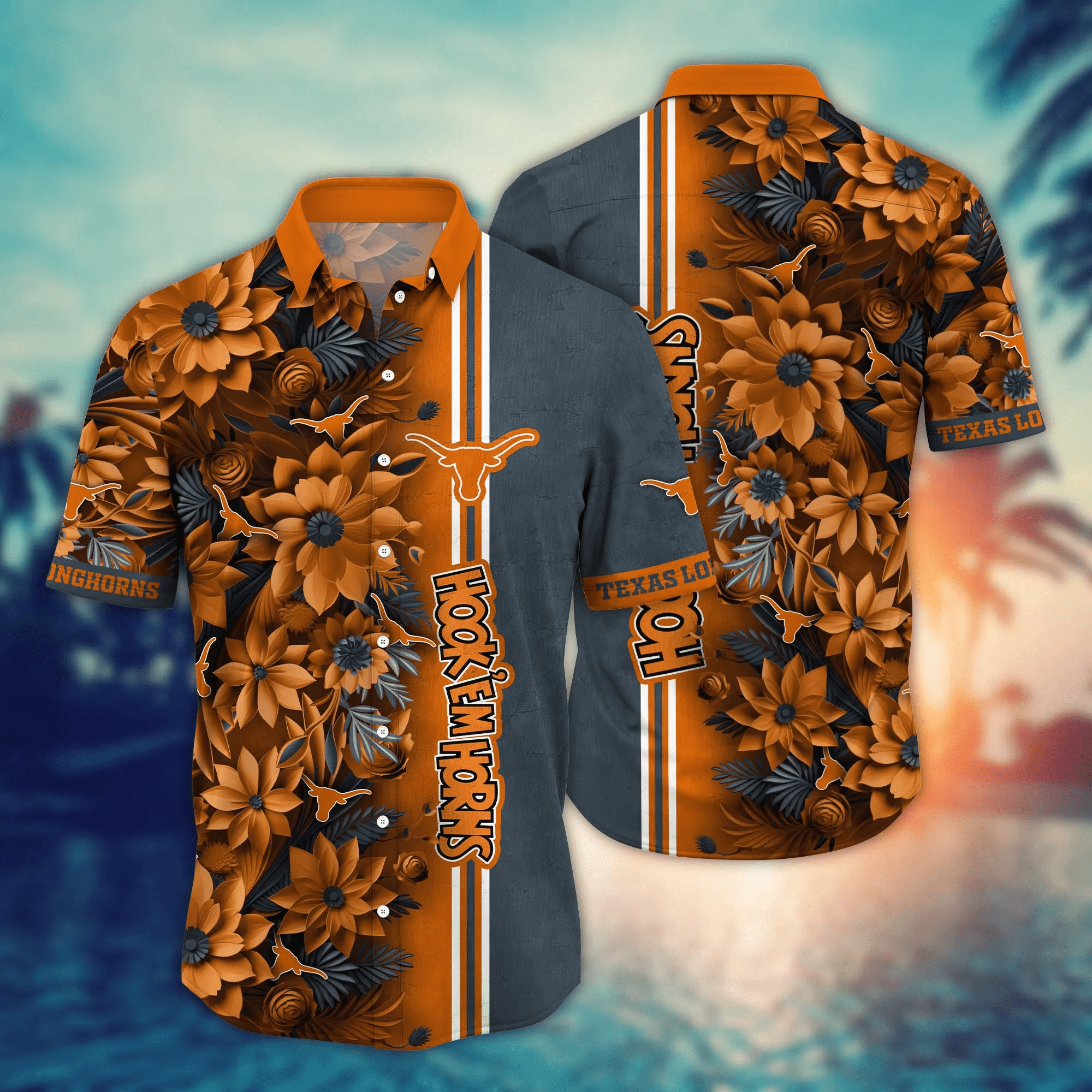 Texas Longhorns NCAA Hawaiian Shirt Custom Umbrellas (For Sun) Aloha Shirt