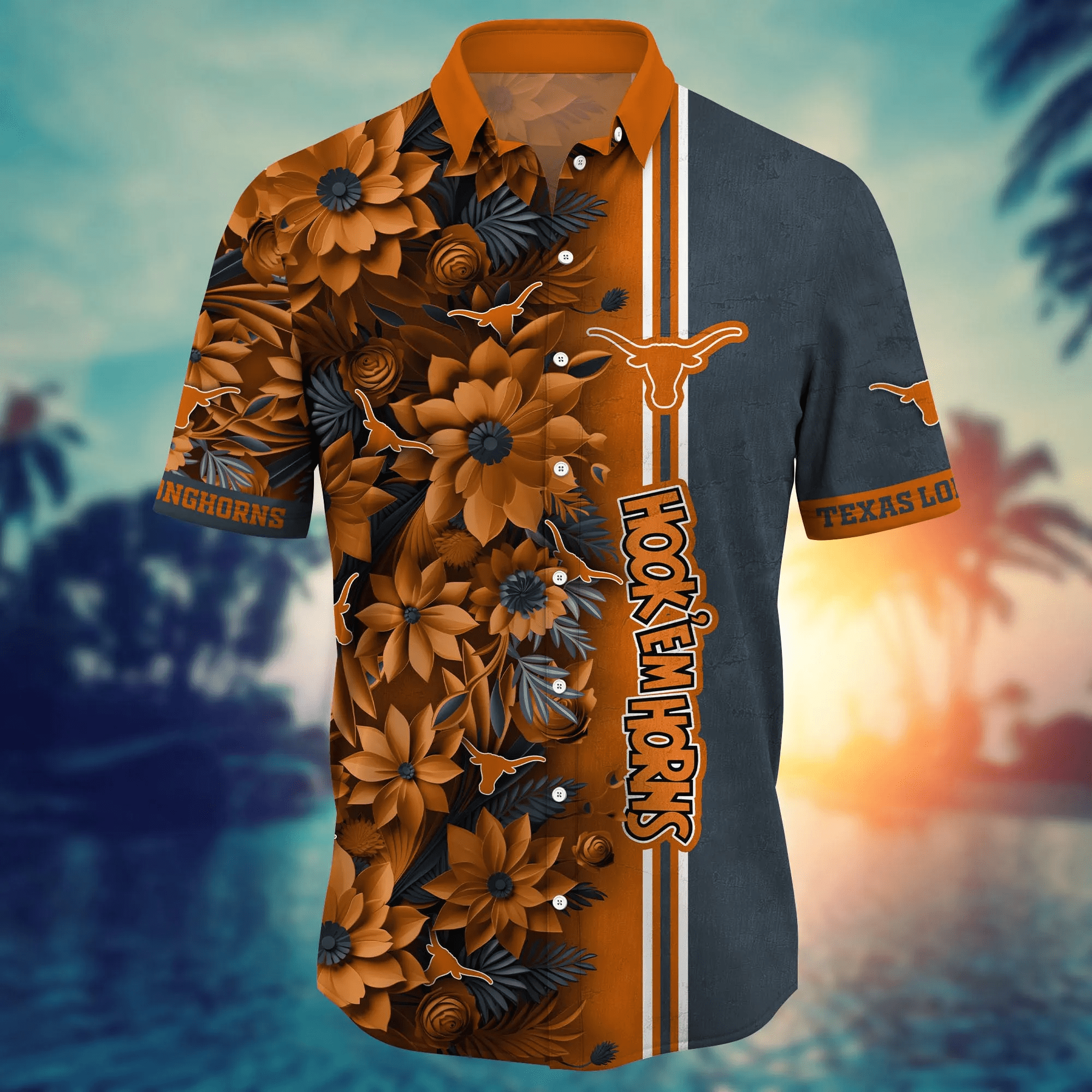 Texas Longhorns NCAA Hawaiian Shirt Custom Umbrellas (For Sun) Aloha Shirt
