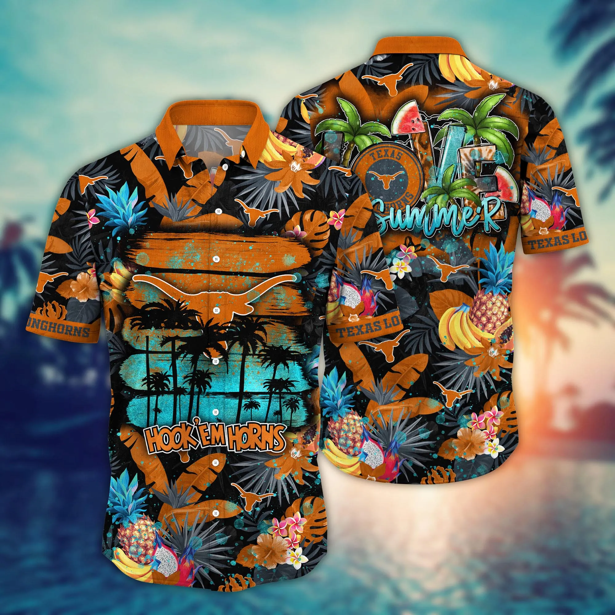 Texas Longhorns NCAA Hawaiian Shirt Daylighttime Aloha Shirt Texas Longhorns NCAA Hawaiian Shirt Daylighttime Aloha Shirt