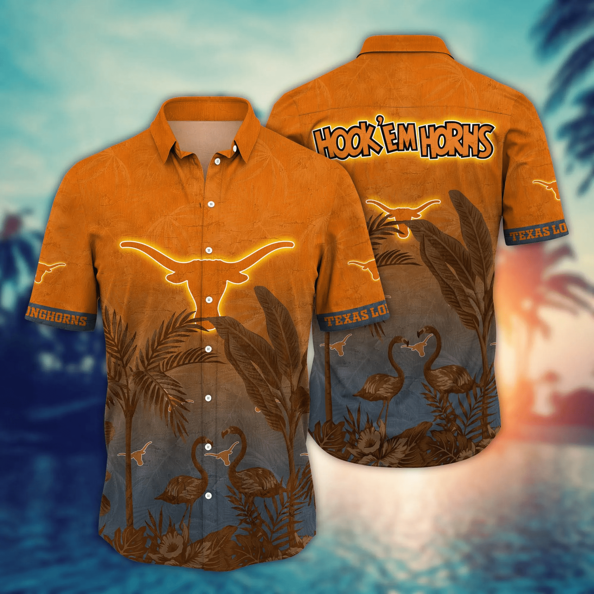Texas Longhorns NCAA Hawaiian Shirt Golden Hourtime Aloha Shirt Texas Longhorns NCAA Hawaiian Shirt Golden Hourtime Aloha Shirt
