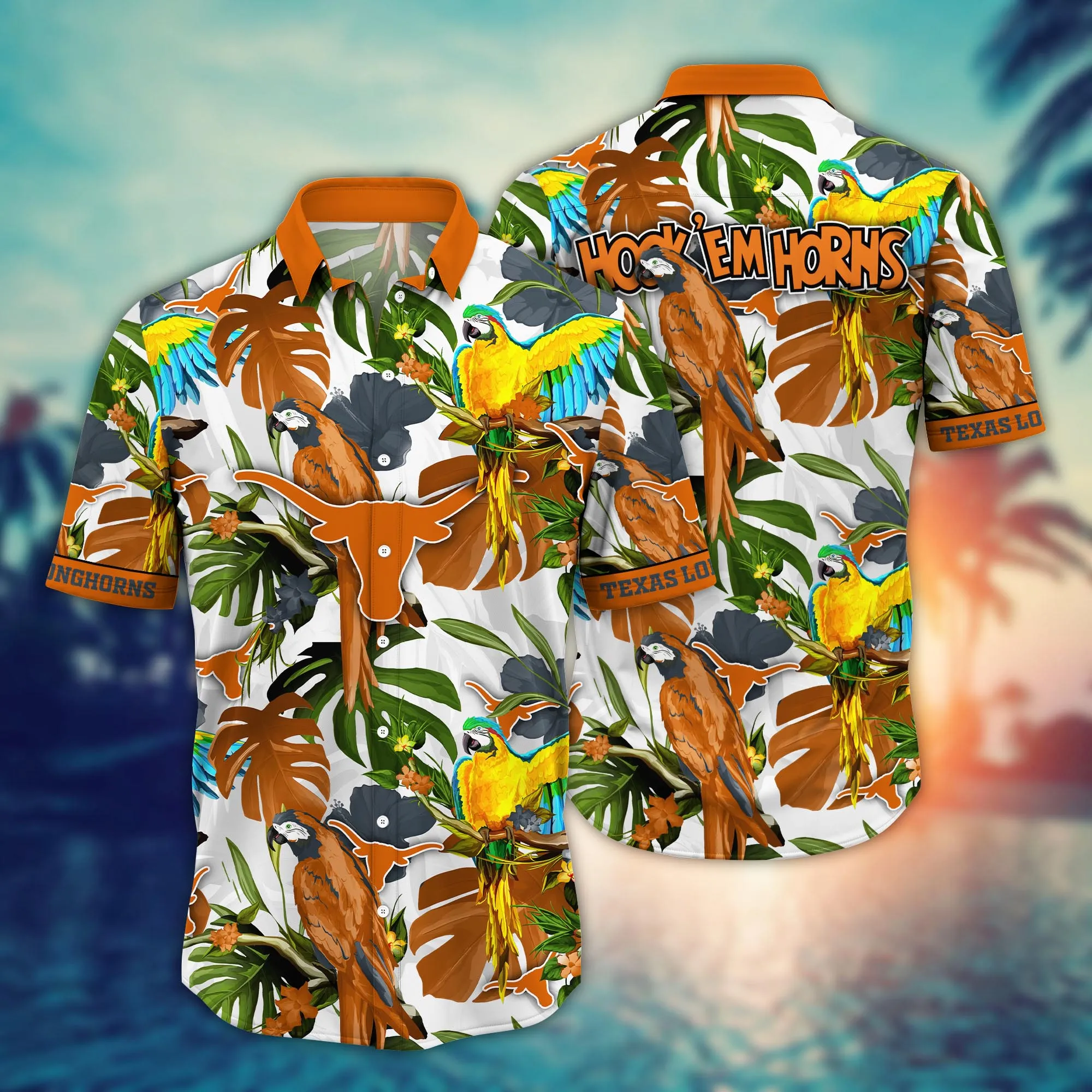 Texas Longhorns NCAA Hawaiian Shirt Heattime Aloha Shirt Texas Longhorns NCAA Hawaiian Shirt Heattime Aloha Shirt