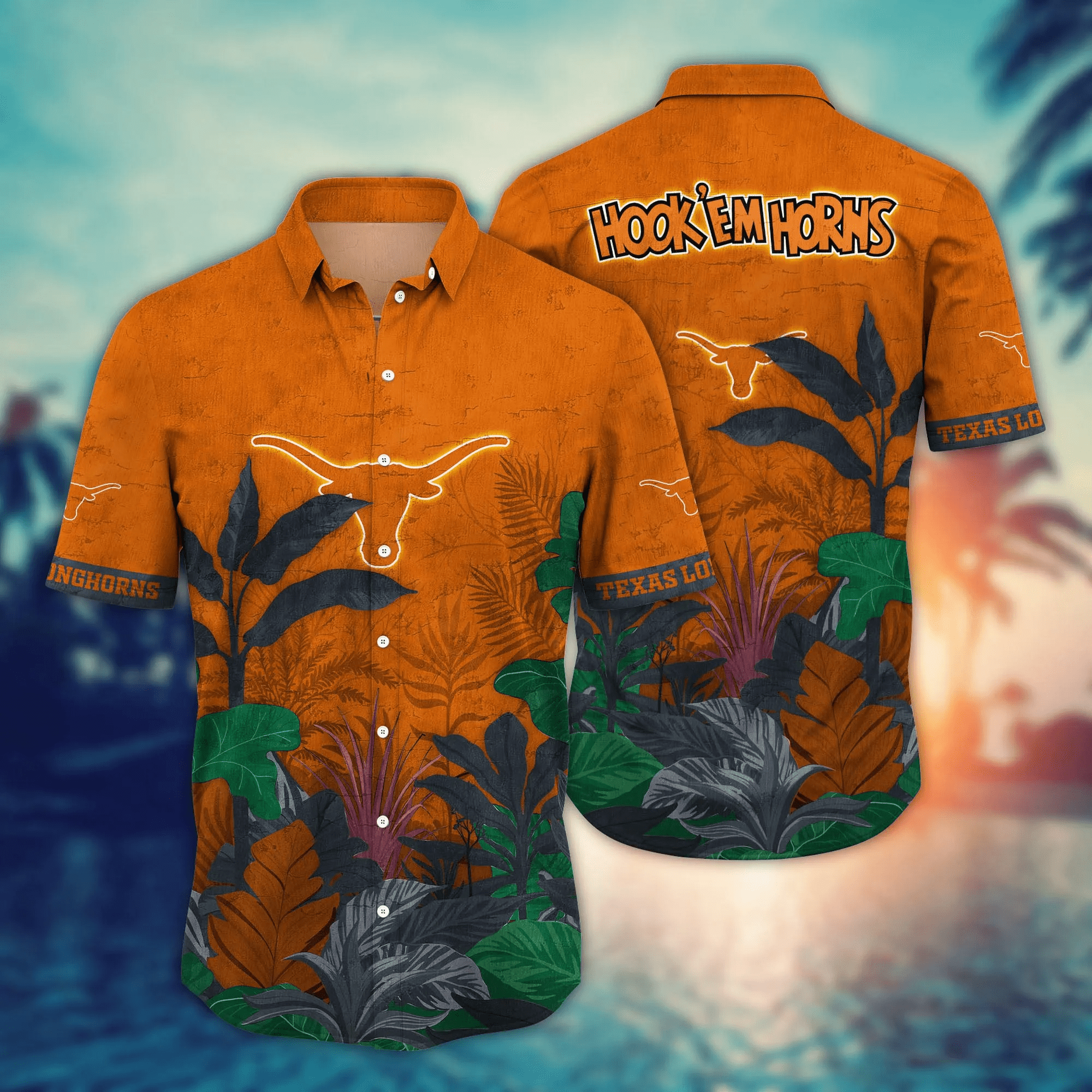 Texas Longhorns NCAA Hawaiian Shirt Parasols Aloha Shirt Texas Longhorns NCAA Hawaiian Shirt Parasols Aloha Shirt