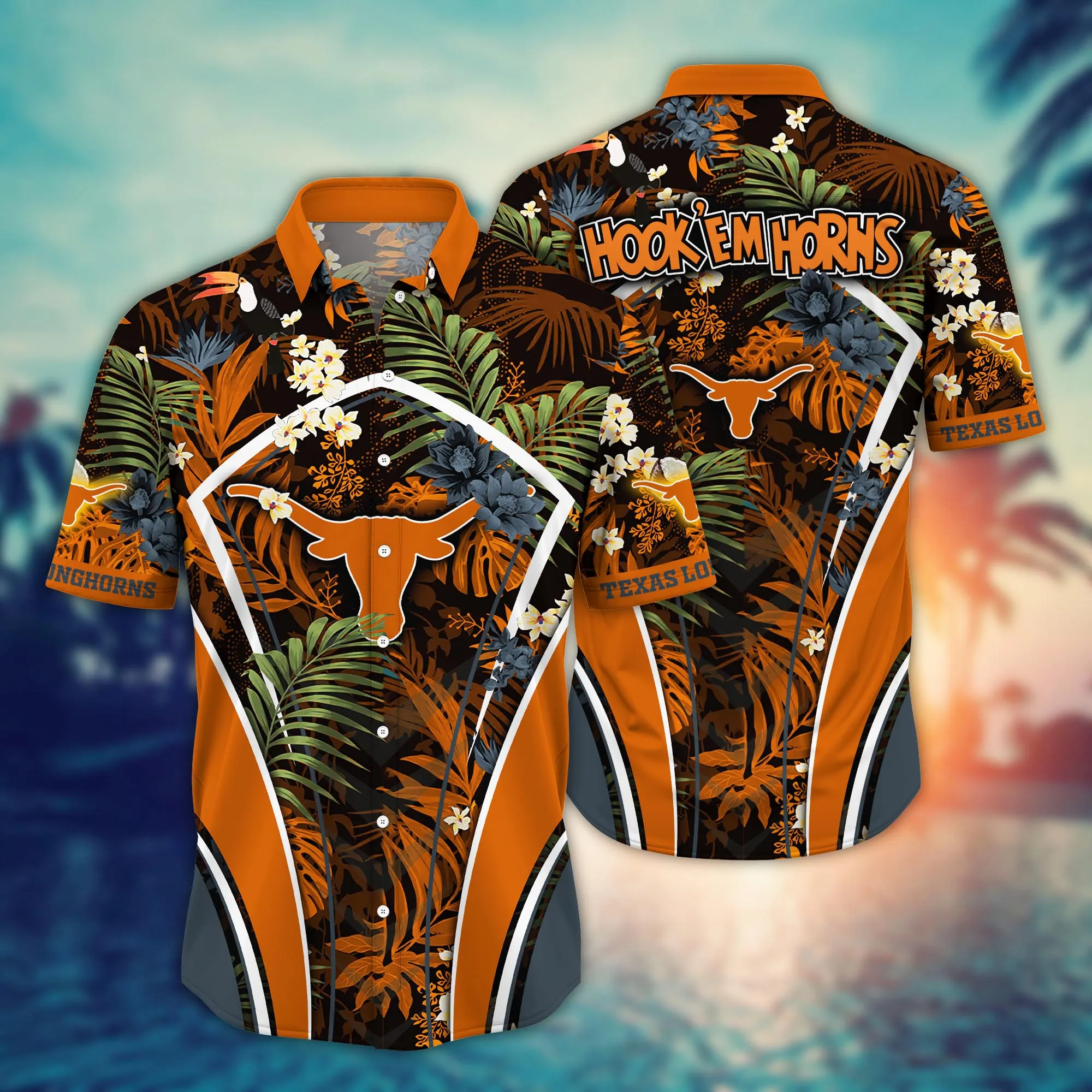 Texas Longhorns NCAA Hawaiian Shirt Warm Nights Aloha Shirt Texas Longhorns NCAA Hawaiian Shirt Warm Nights Aloha Shirt