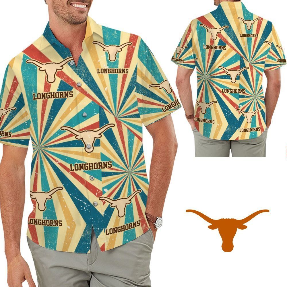 Texas Longhorns Retro Vintage-Style Tropical Hawaiian Shirts for Summer Vacation