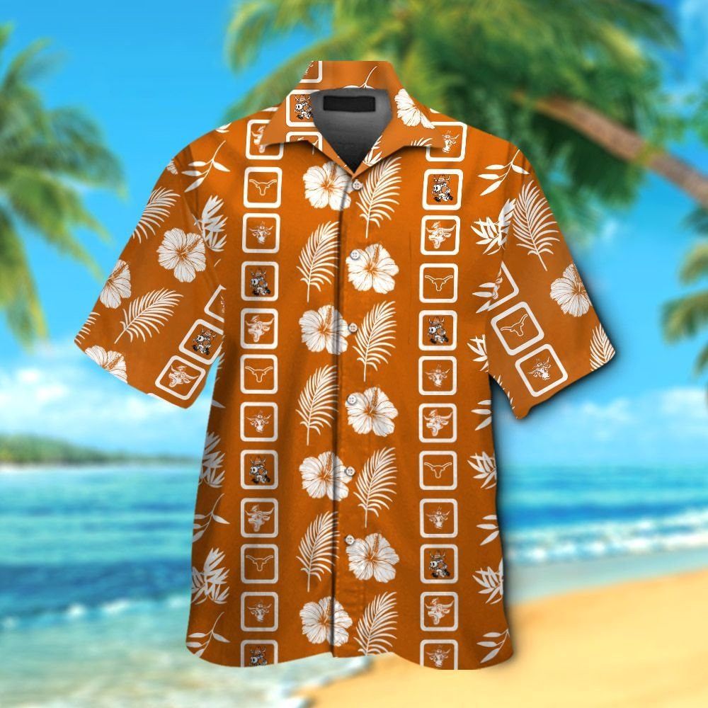 Texas Longhorns Short Sleeve Button Up Tropical Hawaiian Shirt VER01