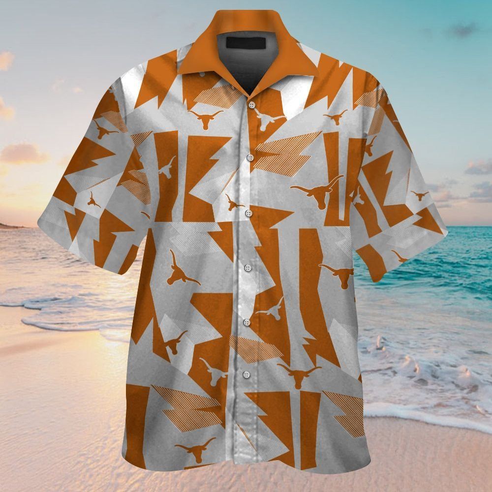 Texas Longhorns Short Sleeve Button Up Tropical Hawaiian Shirt VER015