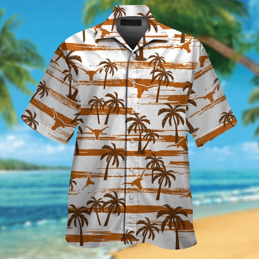 Texas Longhorns Short Sleeve Button Up Tropical Hawaiian Shirt VER017