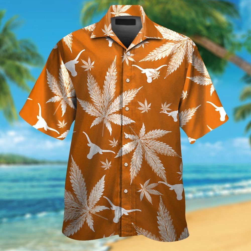 Texas Longhorns Short Sleeve Button Up Tropical Hawaiian Shirt VER02