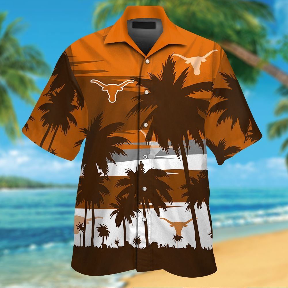 Texas Longhorns Short Sleeve Button Up Tropical Hawaiian Shirt VER023