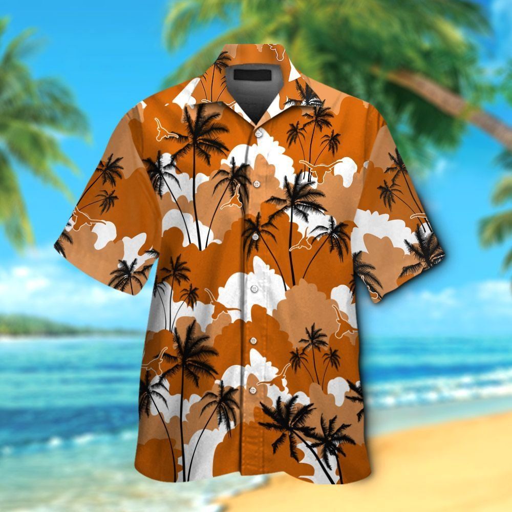 Texas Longhorns Short Sleeve Button Up Tropical Hawaiian Shirt VER026