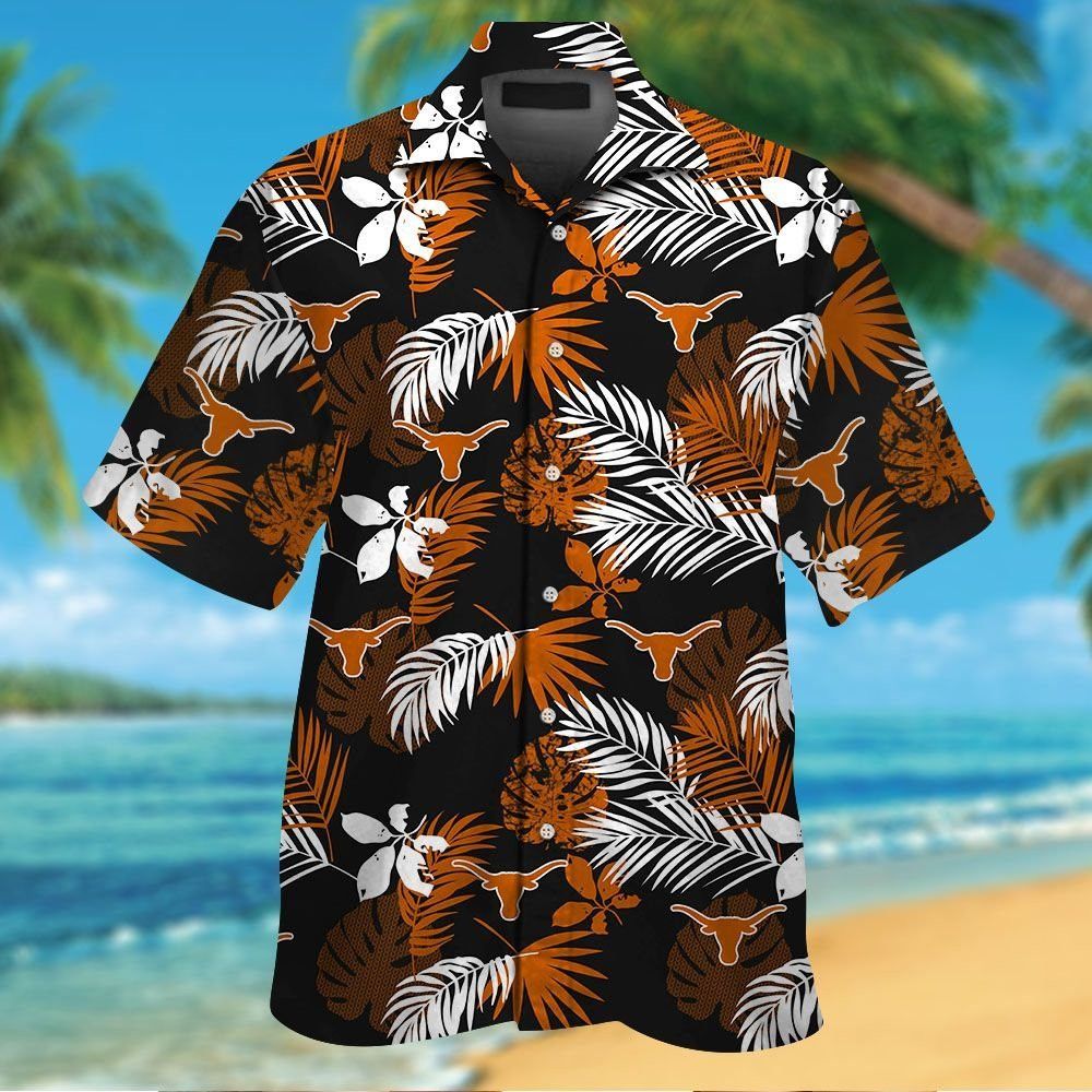 Texas Longhorns Short Sleeve Button Up Tropical Hawaiian Shirt VER027