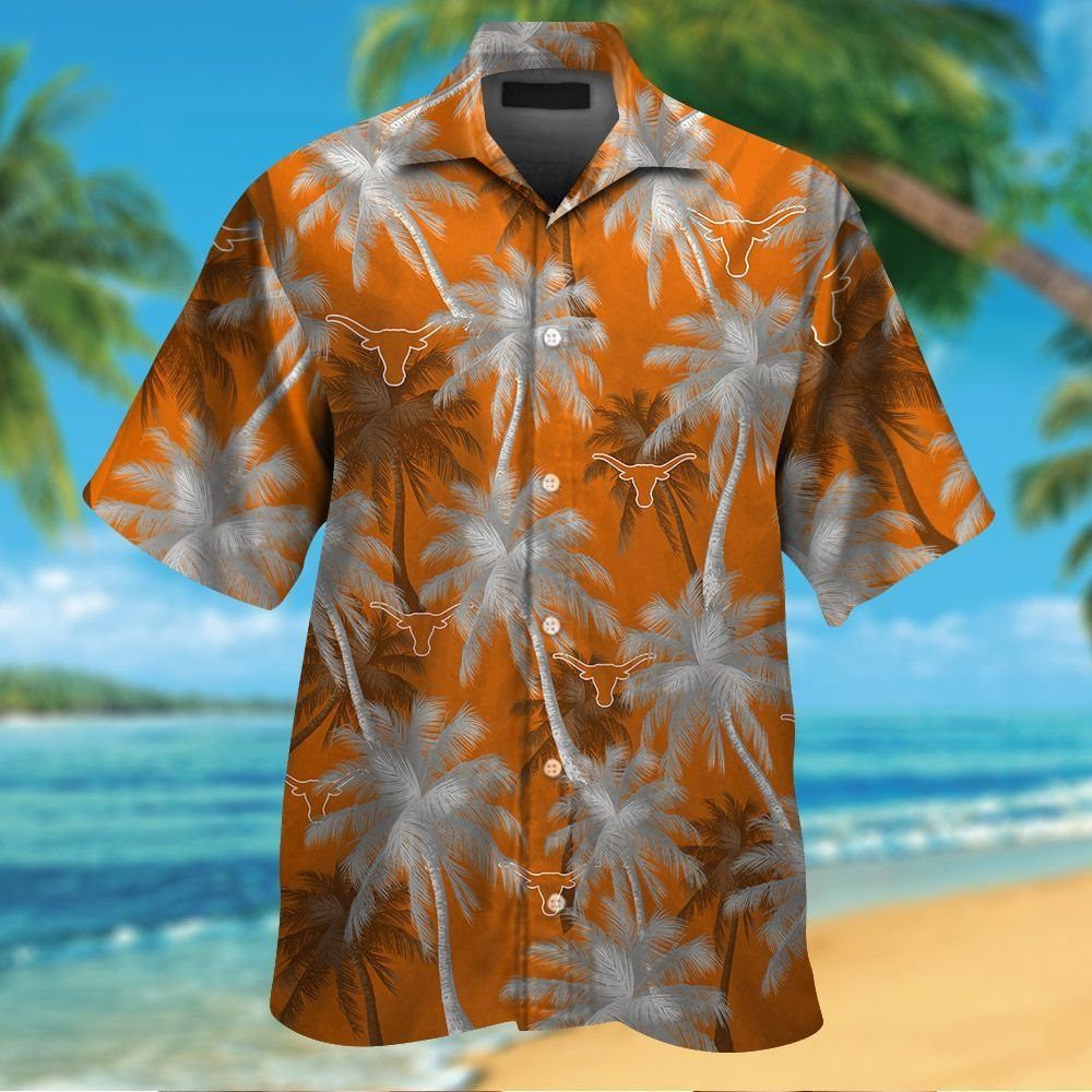 Texas Longhorns Short Sleeve Button Up Tropical Hawaiian Shirt VER028