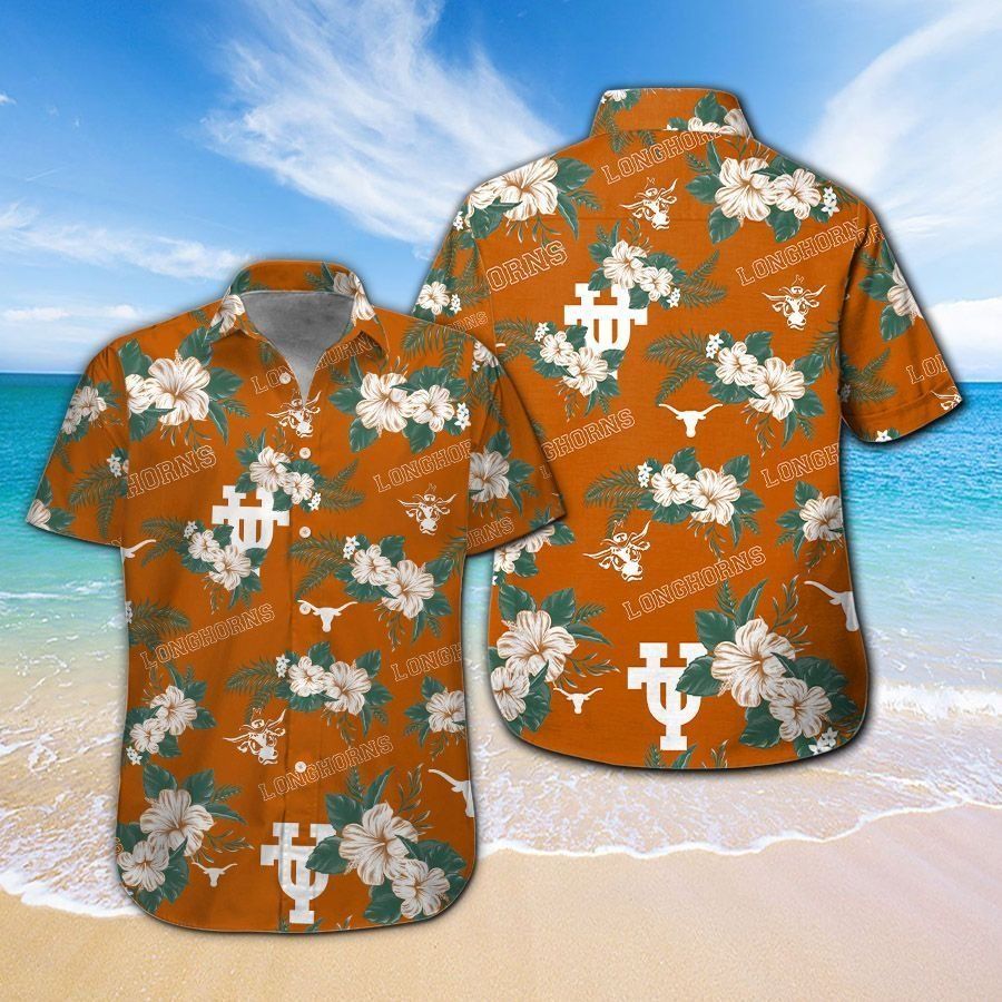 Texas Longhorns Short Sleeve Button Up Tropical Hawaiian Shirt VER03