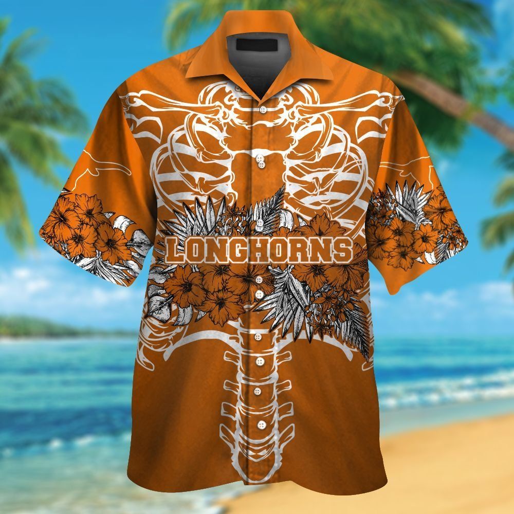 Texas Longhorns Short Sleeve Button Up Tropical Hawaiian Shirt VER05