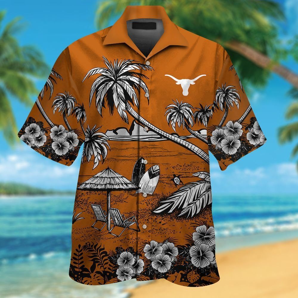 Texas Longhorns Short Sleeve Button Up Tropical Hawaiian Shirt VER08