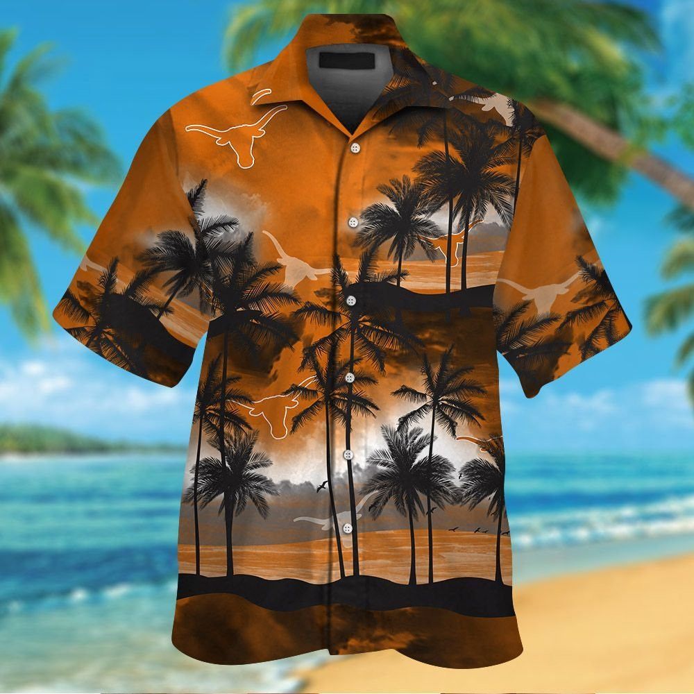Texas Longhorns Short Sleeve Button Up Tropical Hawaiian Shirt VER09