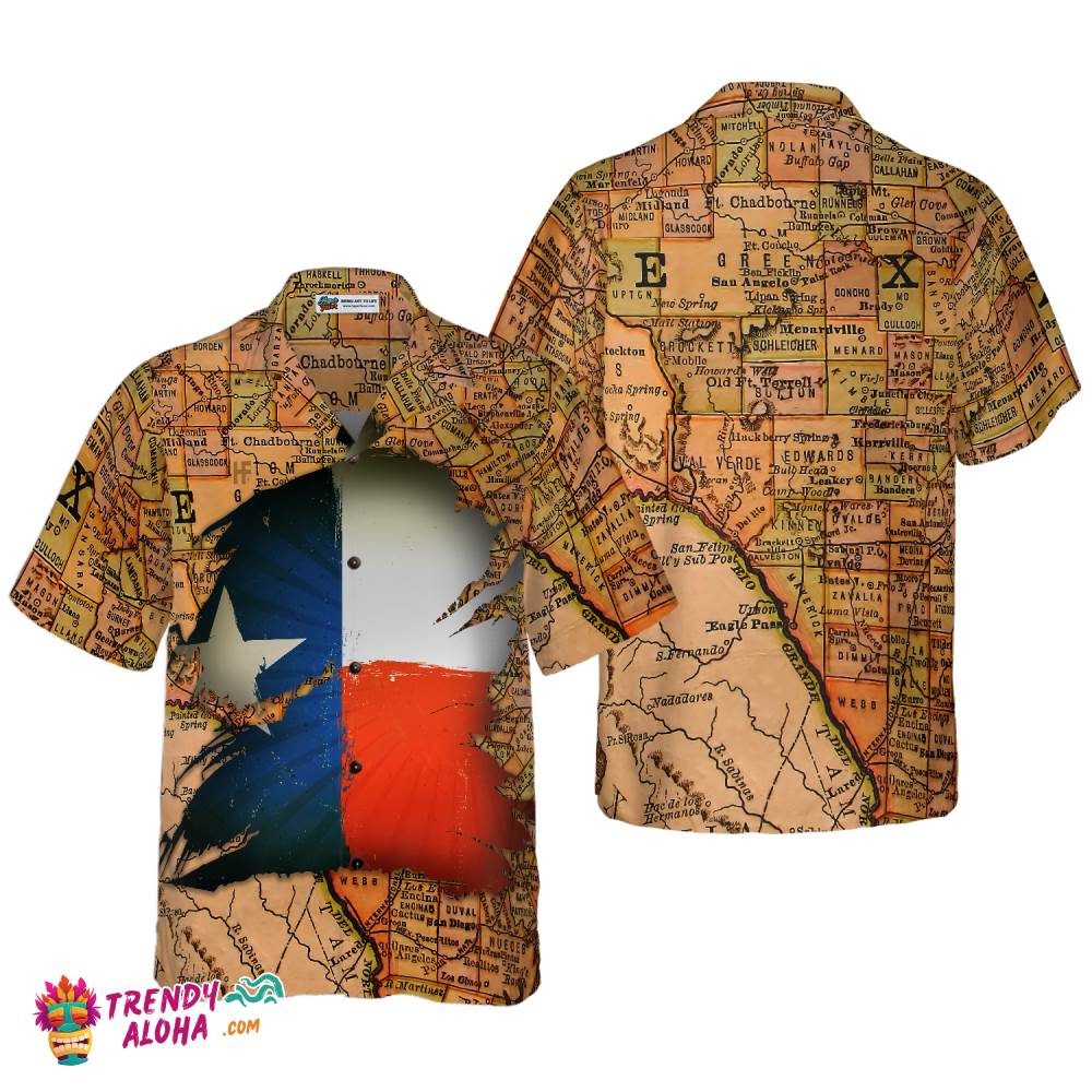 Texas Map Vintage Texas Hawaiian Shirt, Unique Texas Shirt For Texas Lovers Texas Map Vintage Texas Hawaiian Shirt, Unique Texas Shirt For Texas Lovers