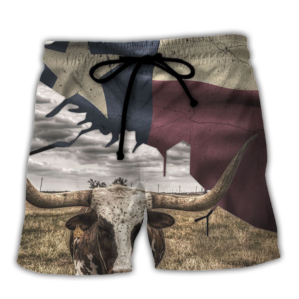 Texas Peace Life Cows Style Trendy Aloha Hawaiian Beach Shorts Texas Peace Life Cows Style Trendy Aloha Hawaiian Beach Shorts