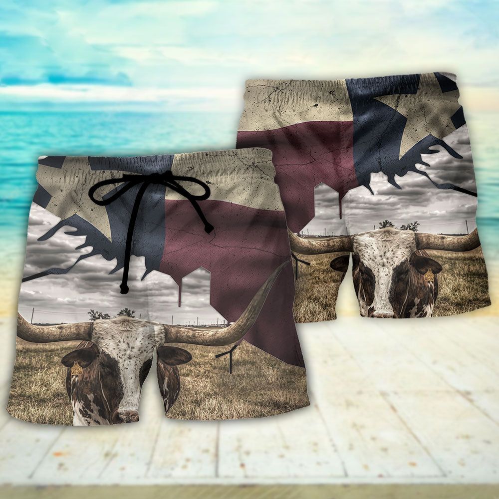 Texas Peace Life Cows Style Trendy Aloha Hawaiian Beach Shorts